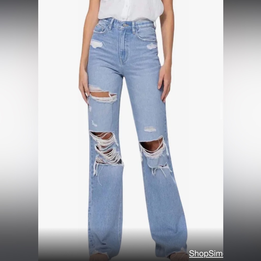 Flying Monkey Wide Leg Ripped Jeans